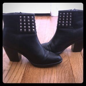 Black booties with silver accents